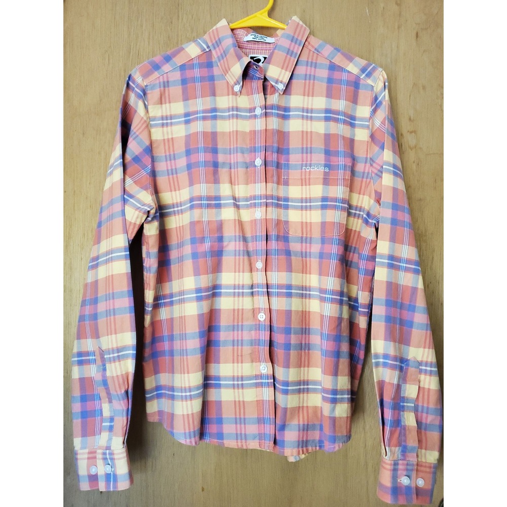 Vintage Rockies Plaid Button-Down Western Shirt Size M